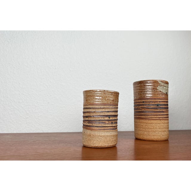 Beige Mid-Century Modern Danish Studio Pottery Vase by Tue Poulsen, 1960s, Set of 2 For Sale - Image 8 of 13