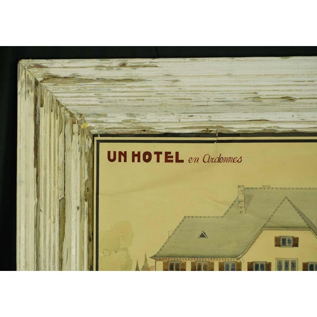 1940s Pine Framed French Hotel Blueprint | Chairish