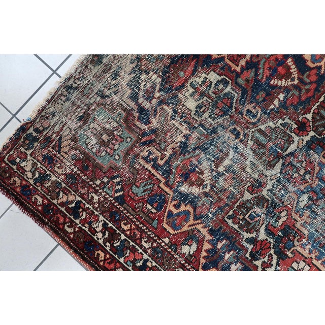 1920s, Antique Persian Hamadan Rug, Distressed Geometric Medallion, 4 X 6 For Sale In New York - Image 6 of 11