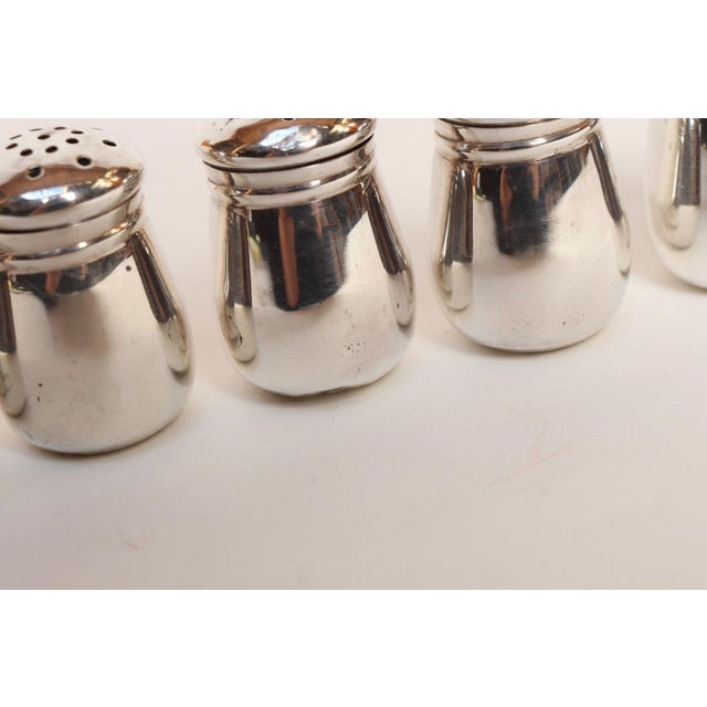 1930s Art Deco 8 Sterling Silver Salt Shakers by Revere and JWW With Retailer Georg Jensen Box For Sale - Image 9 of 17