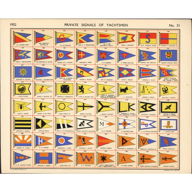 Nautical Original Lloyd's Register of Yachts "Private Signals of Yachtsmen" Reference Pages – Set of 4 – Year 1952 Group F For Sale - Image 3 of 5