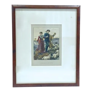 Antique Scottish Sheep Herding Engraving