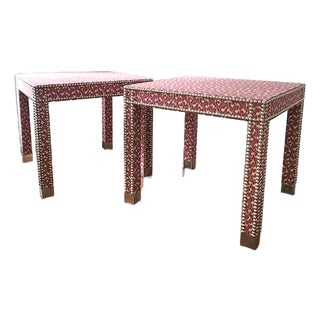 Wrapped Parsons Side Tables - a Pair For Sale