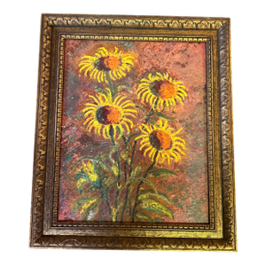 1970’s Original Impressionist Sunflower Still Life Painting