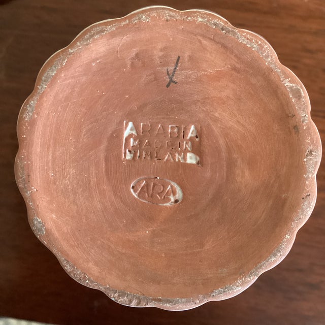 Ceramic Vintage Arabia Finland Red-Clay Bud Vase With Stylized Butterfly Motif For Sale - Image 7 of 7