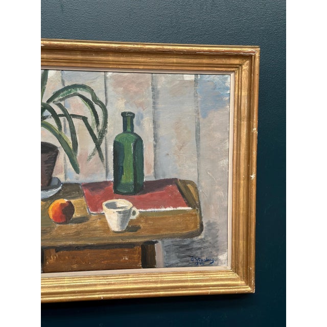 Åke Winnberg, Potted Plant and Green Bottle, 1946, Oil on Canvas, Framed For Sale - Image 6 of 16