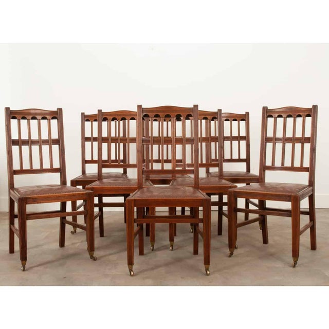 Mid 19th Century English Set of 8 Arts & Crafts Dining Chairs For Sale - Image 5 of 12