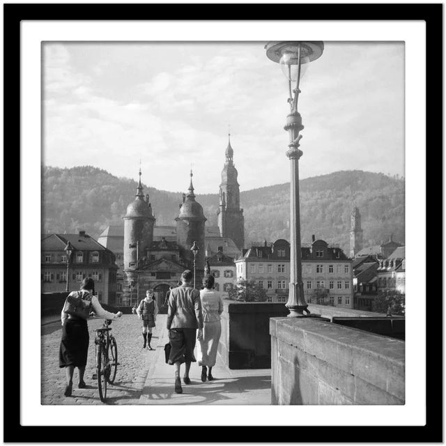 People on Old Bridge at Neckar to Heidelberg, Germany 1936, Printed 2021 For Sale - Image 4 of 5