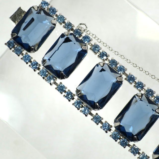 Blue Vintage Sapphire Crystal Bracelet 1960s For Sale - Image 8 of 9