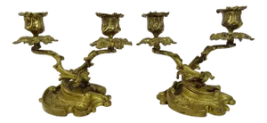 Antique French Candleholders in Bronze, 1890, Set of 2
