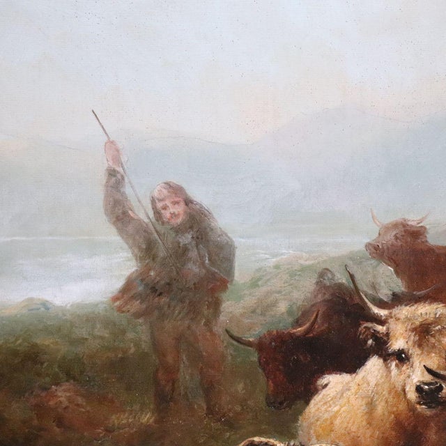 W. Watson, Herd of Cattle, Large Oil Painting on Board, 19th Century, Framed For Sale - Image 6 of 18