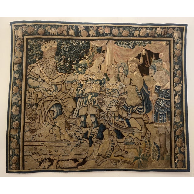 17th Century Flemish Tapestry Depicting the Meeting of David and King Saul For Sale - Image 12 of 12
