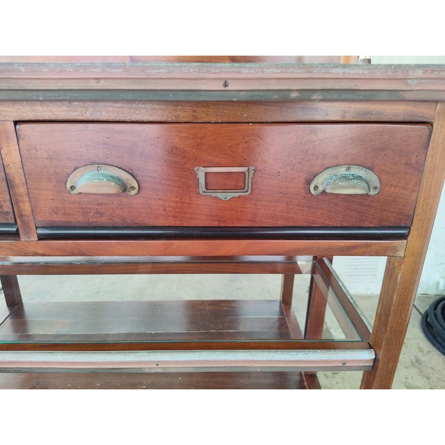 Wood 1990s Felix Monge French Bistro Bar Cabinet - Brass and Cherry Wood For Sale - Image 7 of 13