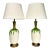 Mid-Century Boho Chic Vintage Ceramic Green Drip Table Lamps - A Pair For Sale