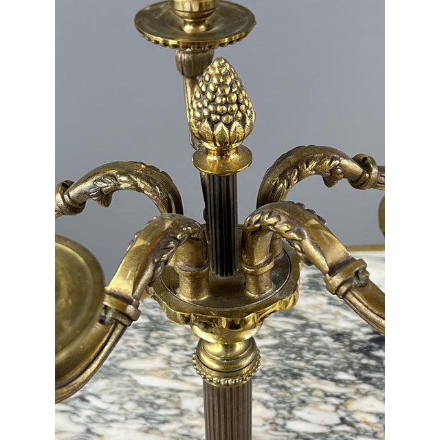 20th Century Louis XVI Five-Light Gilt Bronze Candelabra, Set of 2 For Sale - Image 10 of 13