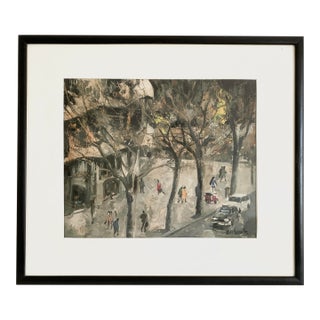 1990s European Post Impressionist Street Scene Litho For Sale