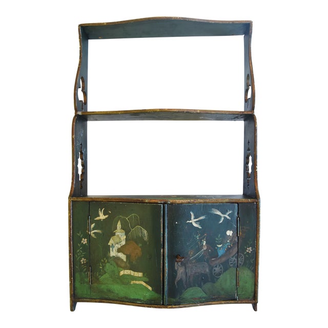 Antique Hand Painted Chinoiserie Asian Shelf Cabinet Chairish