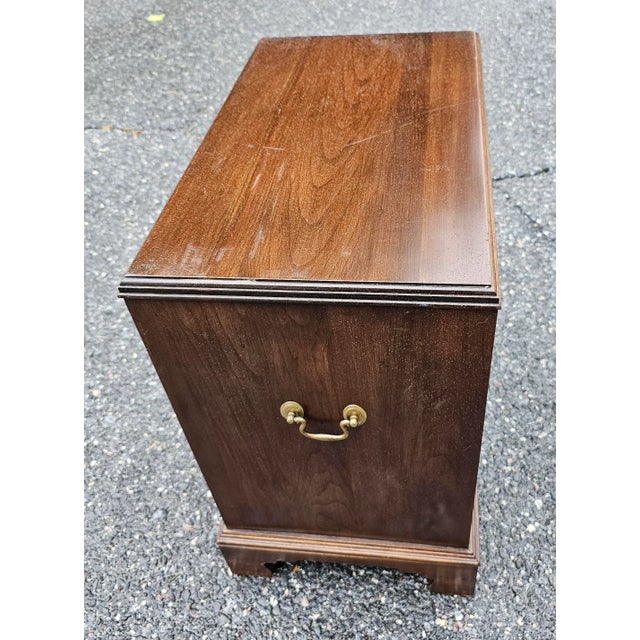 Wood Pair of Ethan Allen Chippendale Cherry Small Chest of Drawers / Nightstands For Sale - Image 7 of 11