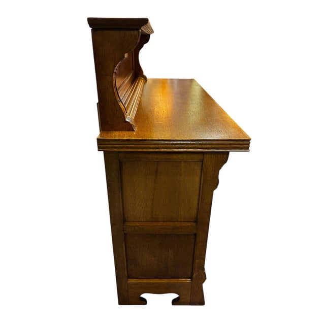 1920s Carved Oak Sideboard Bar For Sale - Image 4 of 8