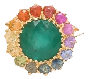 Natural 3.46 cts Zambian emerald and 1.46 cts Rainbow sapphire ring in 18k gold