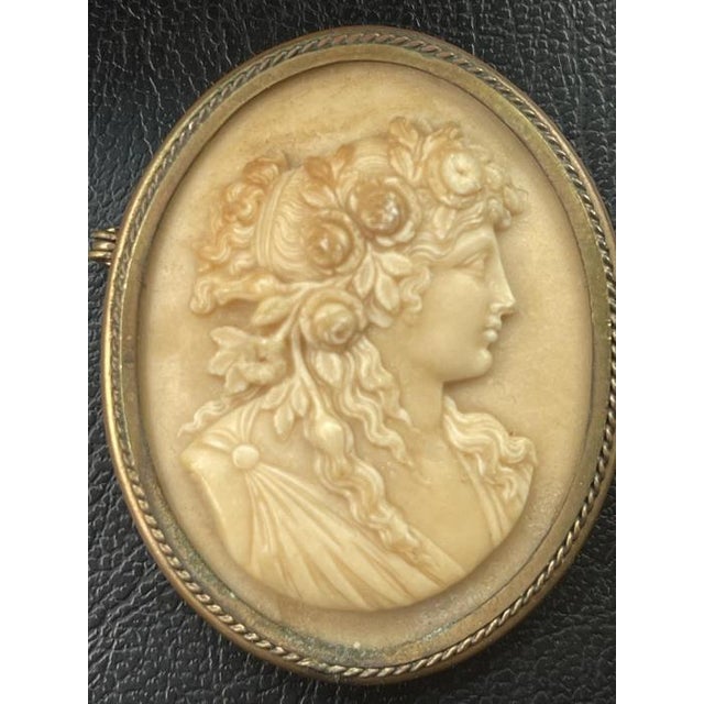 Lava Stone Cameo Brooch For Sale - Image 10 of 12