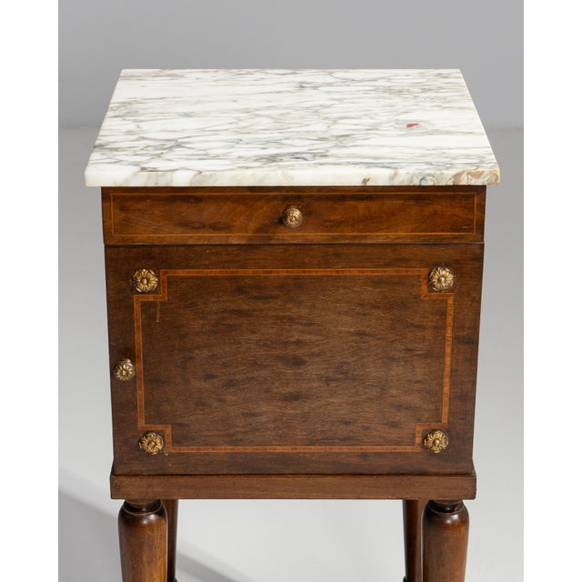 Gold 19th Century Eclectic Marble-Top Side Table With Brass Accents For Sale - Image 8 of 16