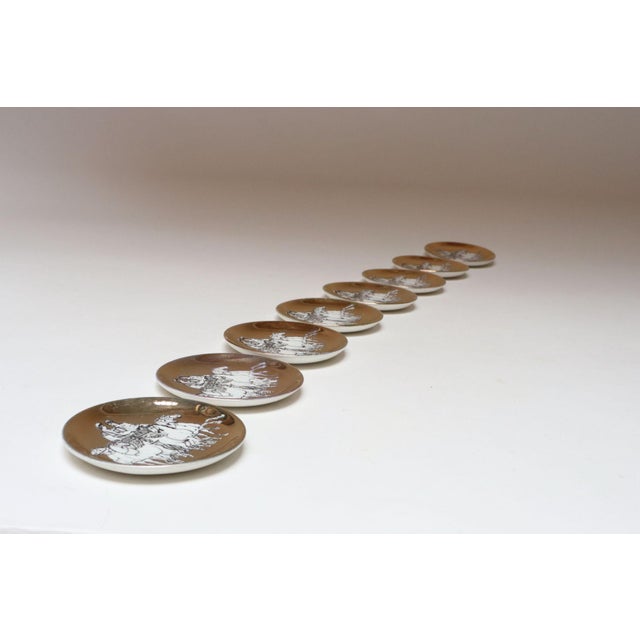Set of Eight Vintage Gilded Roman Chariot Coasters by Piero Fornasetti With Box For Sale In New York - Image 6 of 18