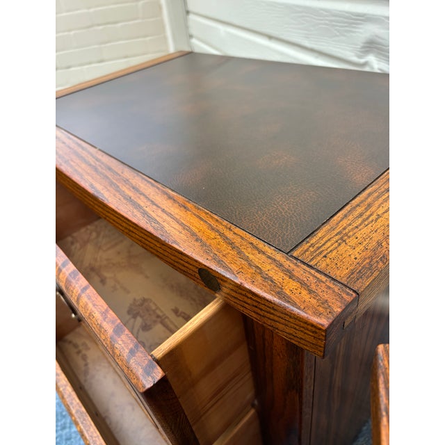 Oak Campaign Style Nightstands / Accent Tables For Sale - Image 4 of 8