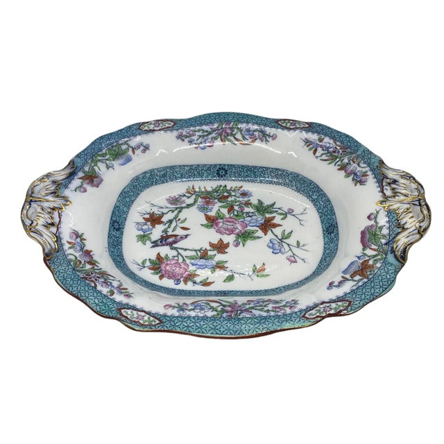 Mid 19th Century Minton Porcelain Oval Raised Footed Serving Centerpiece Bowl For Sale - Image 9 of 13