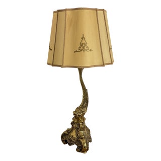 Large Rococo Revival Brass Table Lamp, 1950s For Sale