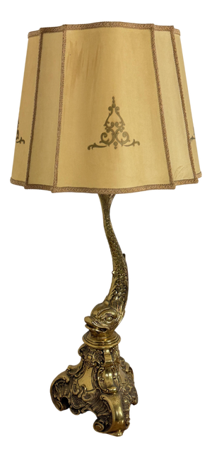 Large Rococo Revival Brass Table Lamp, 1950s