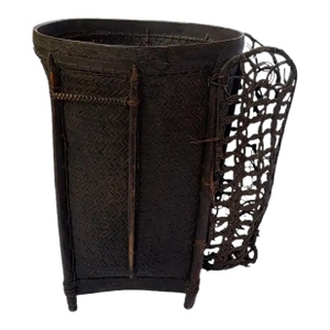 Vintage Rattan Basket Dayak Tribe Hand-Woven From Kalimantan, Borneo