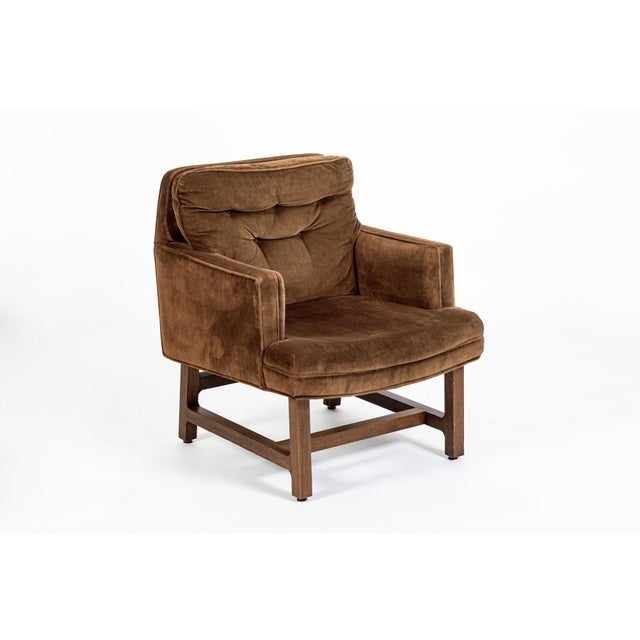 Pair of Mid-Century Brown Velvet Lounge Chairs Attributed to Edward Wormley, 1960s For Sale - Image 9 of 17
