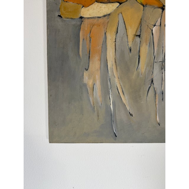 Cream 1970s C. Jackson Expressionist Abstract Oil on Canvas Painting – Signed For Sale - Image 8 of 12