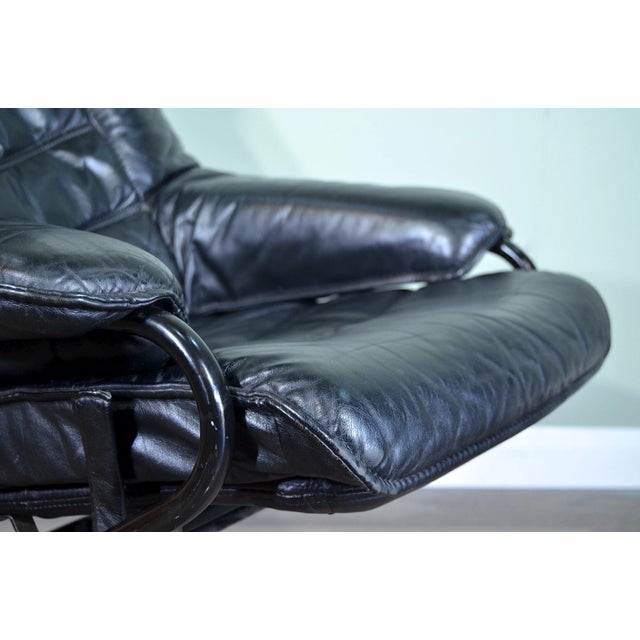 Norwegian Leather Swivel Chair from Skoghaug, 1960s For Sale - Image 4 of 12