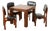 Dining Table and Chair in Rosewood and Black Leather, Set of 5 For Sale
