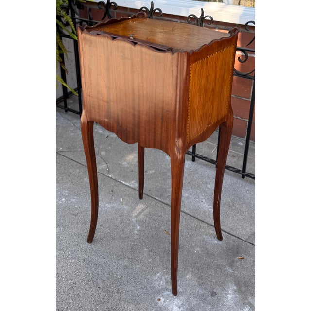 Antique Satinwood Inlaid Nightstand Dressing Side Table For Sale In Los Angeles - Image 6 of 9