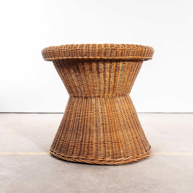 French Wicker Table with Laminated Top, 1970s For Sale - Image 3 of 8