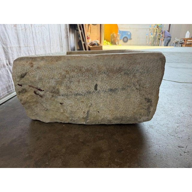 Antique Hand-Carved Stone Farmhouse Sink Basin With Rustic Architectural For Sale In Los Angeles - Image 6 of 11