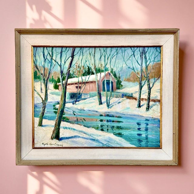This original acrylic painting titled “Bartram Bridge” is by American artist Myrtle Kerr Conaway, a listed 20th-century...