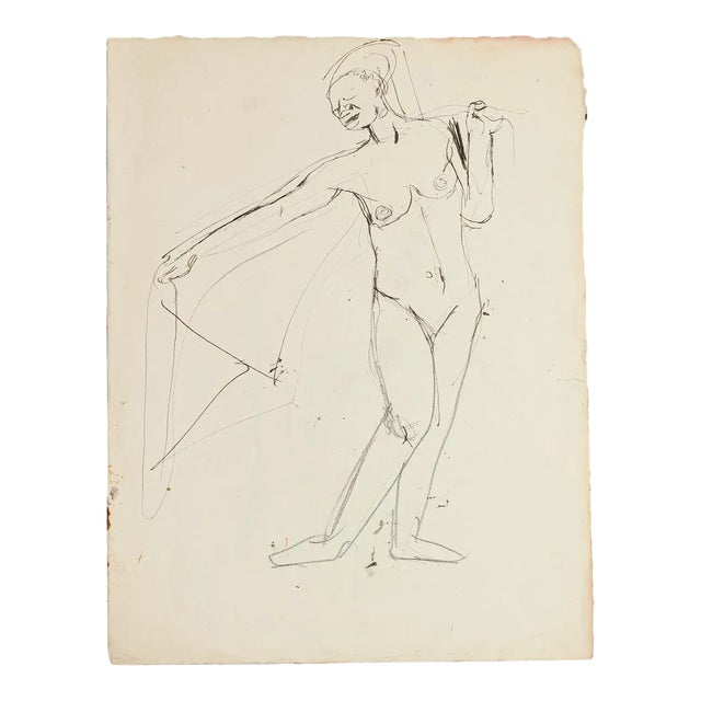 Figure - Original Pen and Pencil by Jeanne Daour - 20th Century 20th Century For Sale
