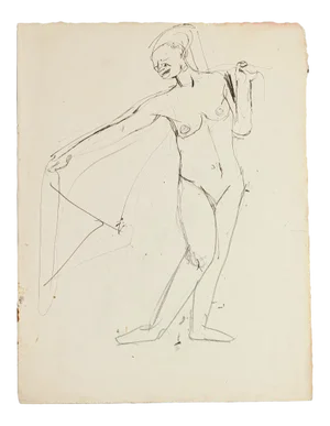 Figure - Original Pen and Pencil by Jeanne Daour - 20th Century 20th Century