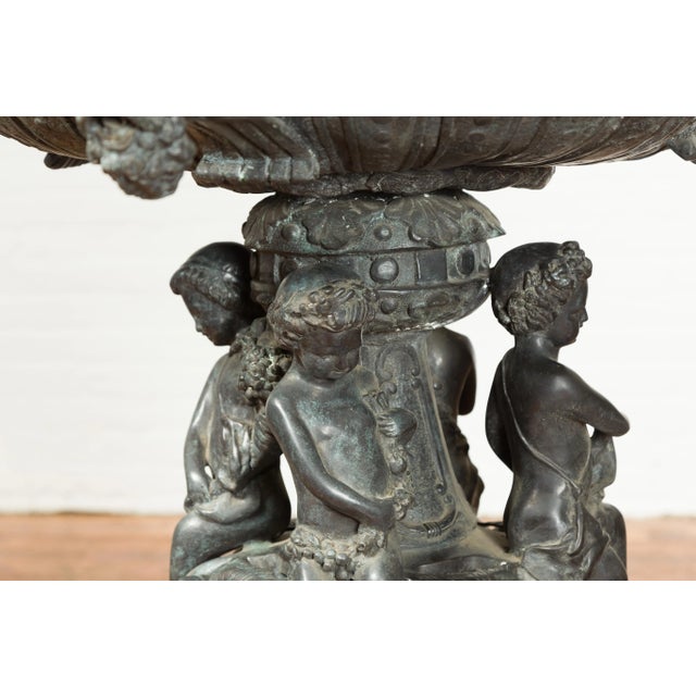 Vintage Greco-Roman Style Cast Bronze Fountain with Nymph, Tritons and Putti For Sale - Image 9 of 13