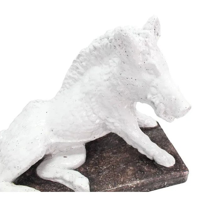 Mid 20th Century Mid-Century Modern Fired Glazed Pottery Ceramic Sculpture of a Wild Boar For Sale - Image 5 of 9