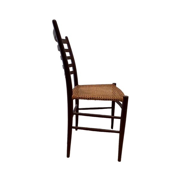 Wood Vintage Italian Gio Ponti Style Chiavari Ladder-Back Cane Dining Chairs, Set of 4, C. 1960s For Sale - Image 7 of 10