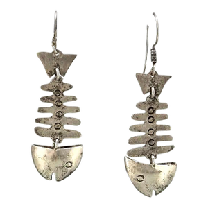 Mid 20th Century Taxco Mexico Sterling Silver Fish Earings