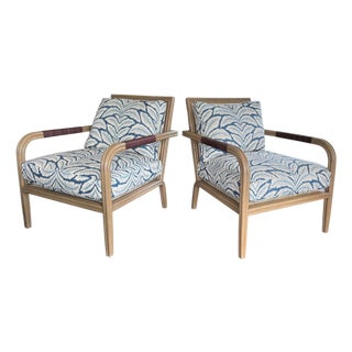 Coastal Theodore Alexander Catalina Lounge Chairs, a Pair For Sale