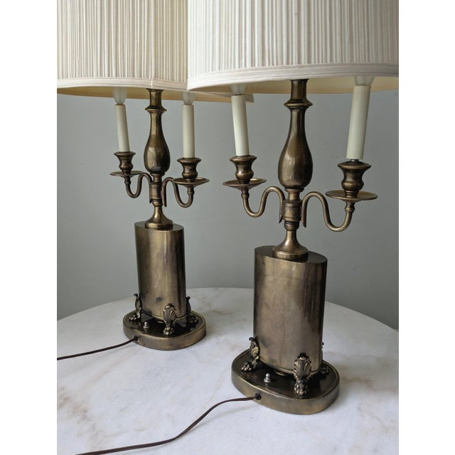 Mid 20th Century Mid Century French Empire Aged Brass Footed Table Lamps by Frederick Cooper For Sale - Image 5 of 9