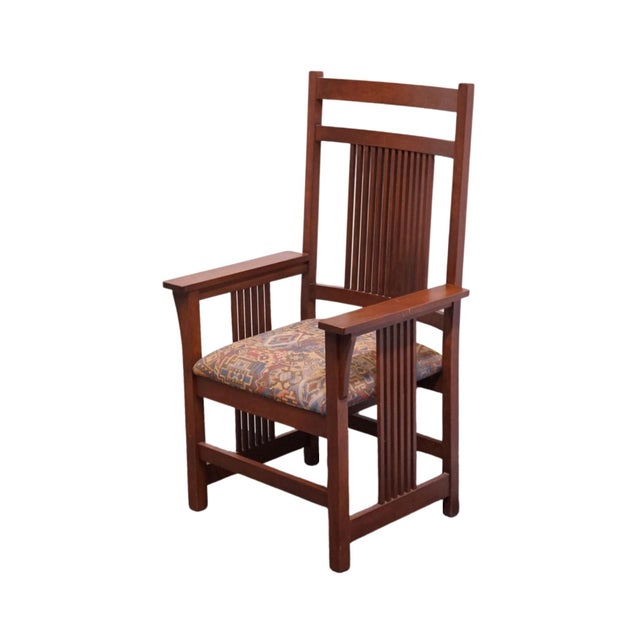 CANAL DOVER Solid Quarter Sawn Oak Contemporary Mission Style Dining Arm Chair 46.5" High 23.25" Wide 22.25" Deep Seat:...