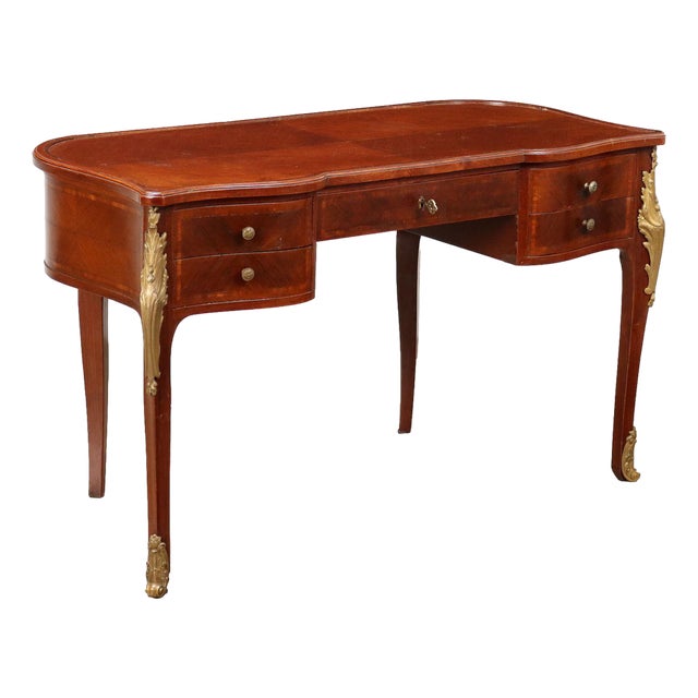 Antique Baroque Style Desk in Mahogany For Sale